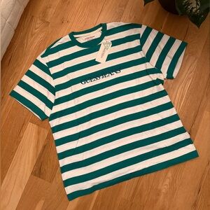 Guess Jeans Green and White Striped Tee Brand Nww With Tags - XL